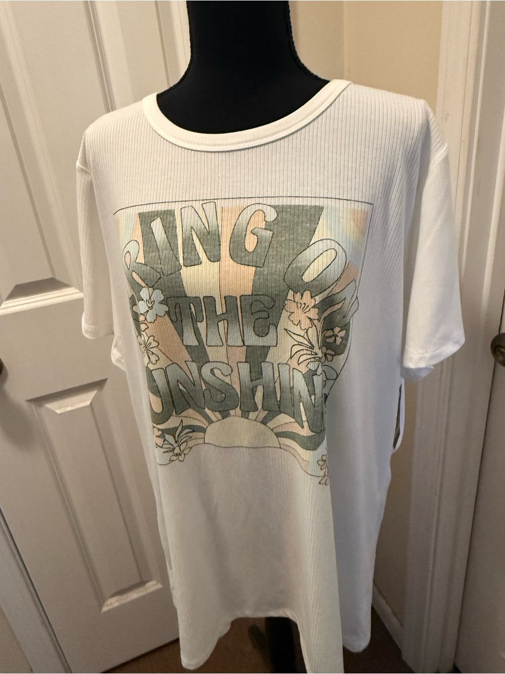 Torrid White Tee with Retro Sunflower Graphic